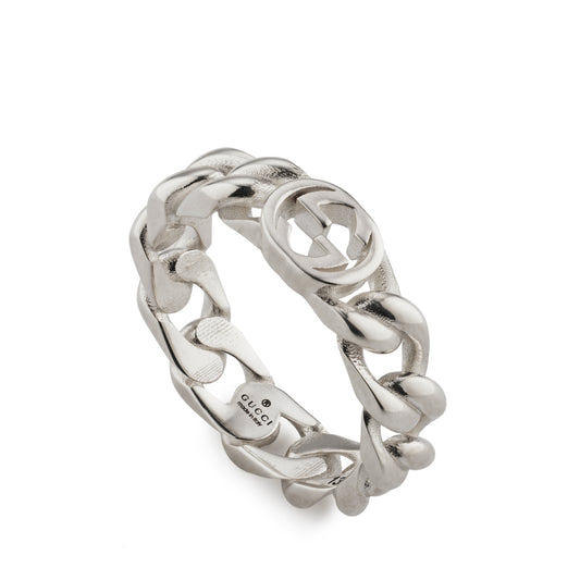 Interlocking Sterling Silver GUCCI Ring 5mm