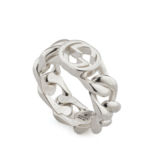 Interlocking Sterling Silver GUCCI Ring 7mm