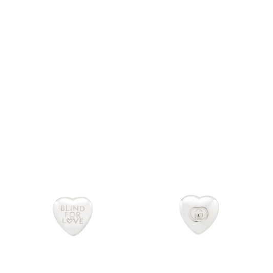 Gucci Blind for Love Sterling Silver Heart Earrings 13mm