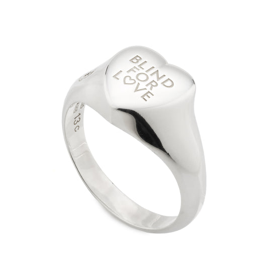 Blind for Love Heart Sterling Silver 10mm Ring