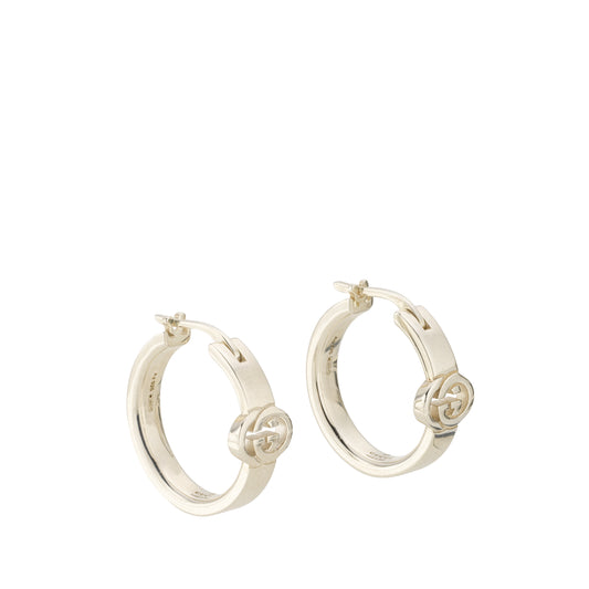Interlocking Sterling Silver Hoop Earrings 20mm