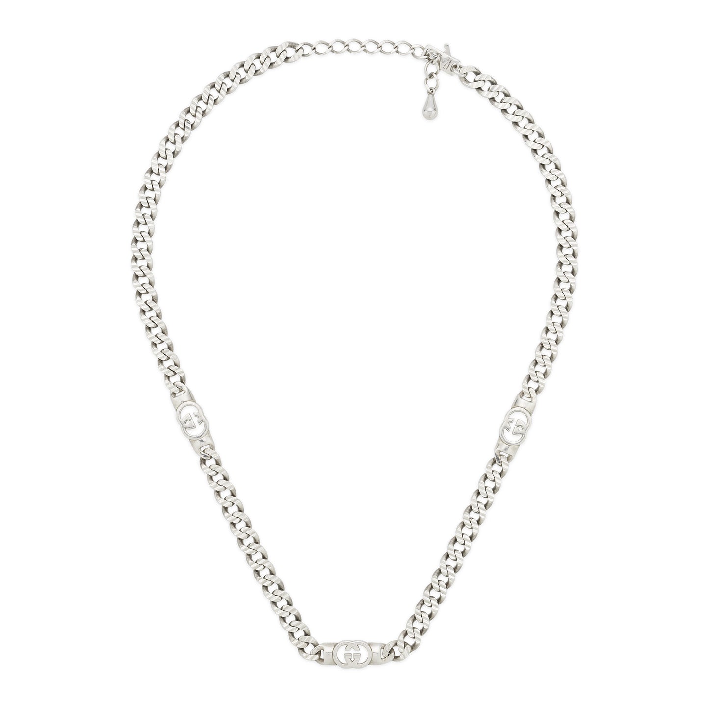 GUCCI Interlocking Sterling Silver Chain Necklace