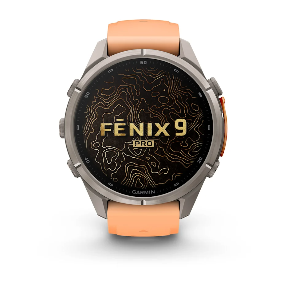 Garmin Fenix 9 Pro 43mm AMOLED inReach Titanium with Shell Pink/Autumn Orange Silicone Band