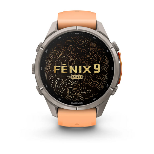Garmin Fenix 9 Pro 43mm AMOLED inReach Titanium with Shell Pink/Autumn Orange Silicone Band