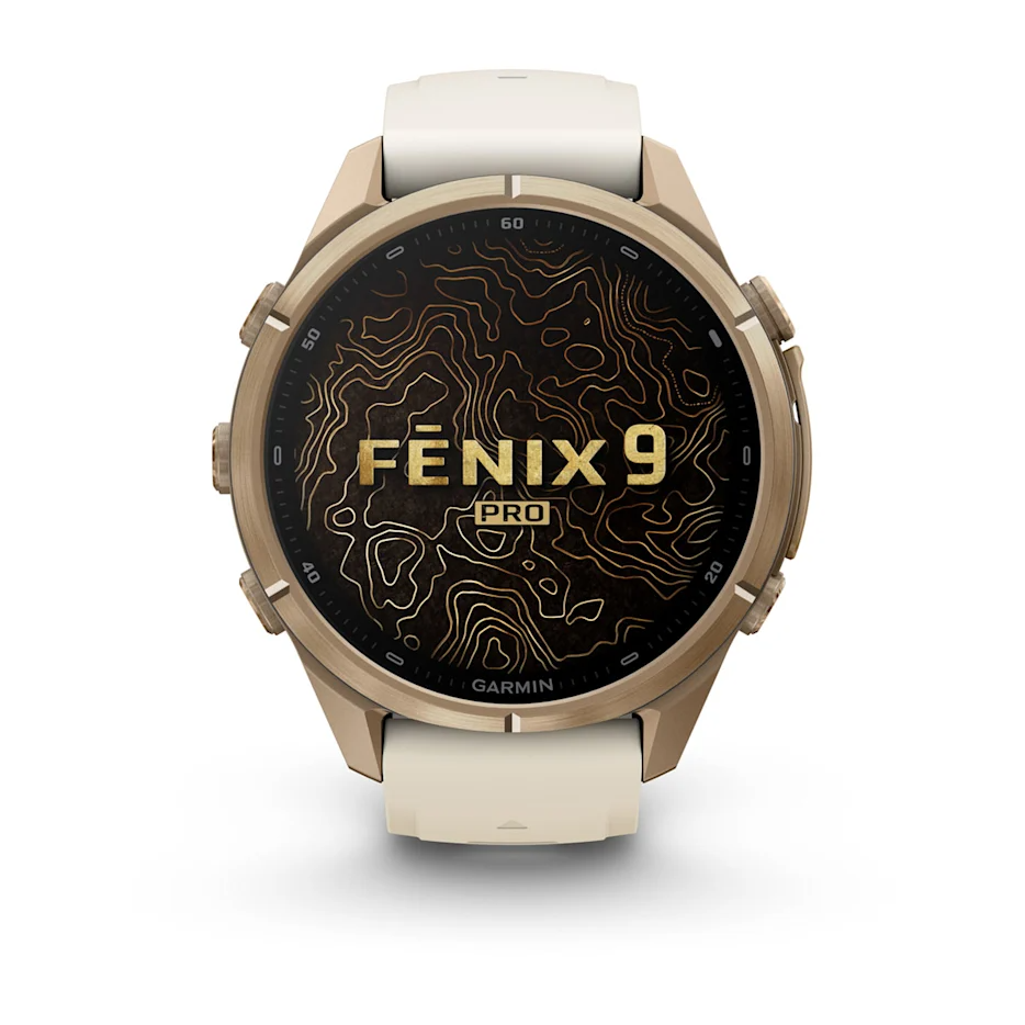 Garmin Fenix 9 Pro 43mm AMOLED Autumn Gold Titanium with Cream/French Grey Silicone Band