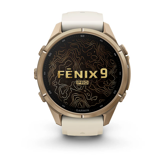 Garmin Fenix 9 Pro 43mm AMOLED Autumn Gold Titanium with Cream/French Grey Silicone Band