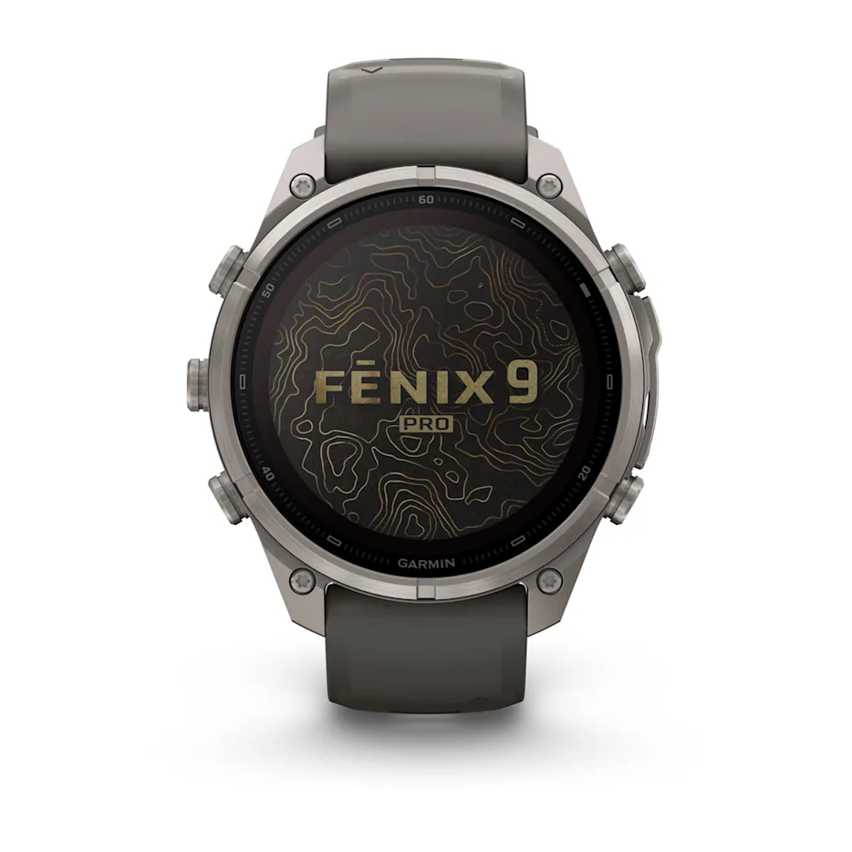 Garmin Fenix 9 Pro Solar Titanium with Pebble Grey Silicone Band