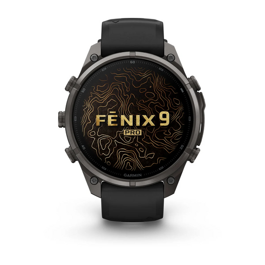 Garmin Fenix 9 Pro 47mm AMOLED Carbon Gray DLC Titanium with Black/Pebble Grey Silicone Band