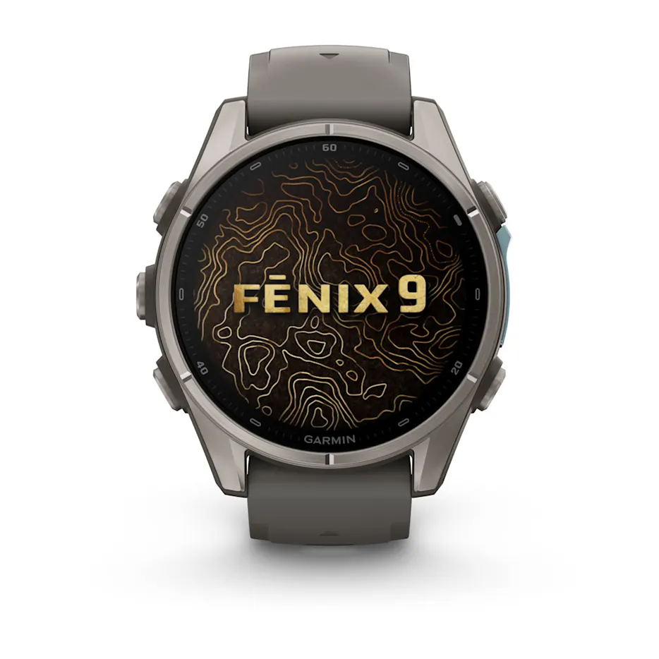 Garmin Fenix 9 43mm AMOLED Titanium with Pebble Grey Silicone Band