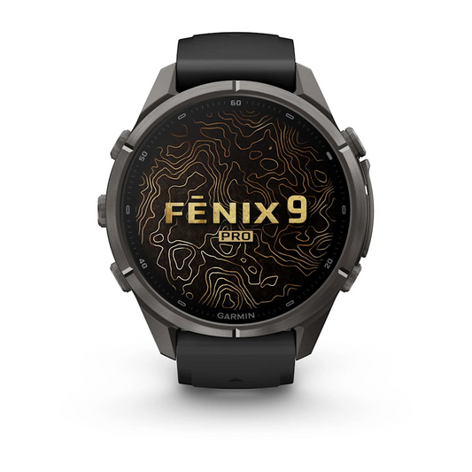 Garmin Fenix 9 Pro 43mm AMOLED inReach Carbon Gray DLC Titanium with Black/Pebble Grey Silicone Band