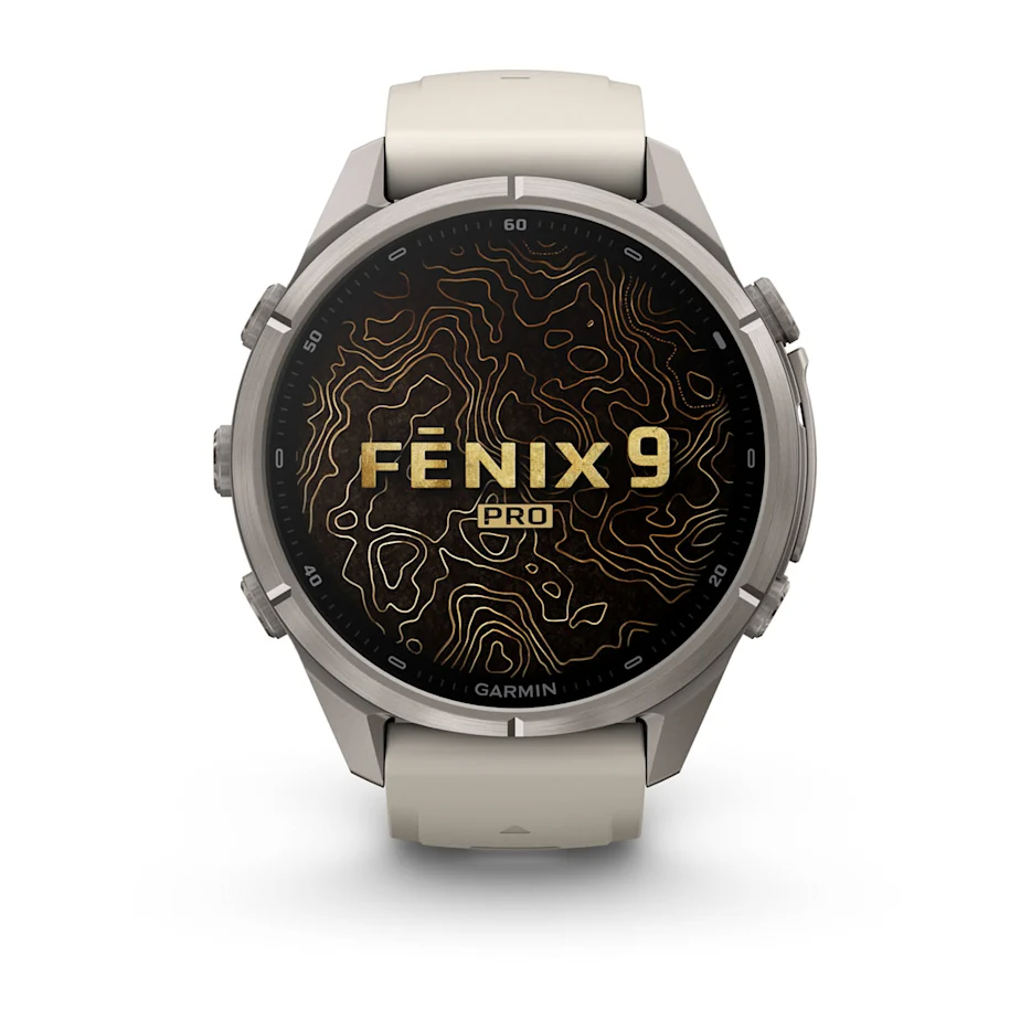 Garmin Fenix 9 Pro 43mm AMOLED inReach Titanium with Fog Grey/Dark Sandstone Silicone Band