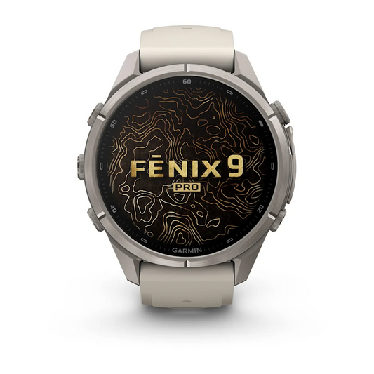 Garmin Fenix 9 Pro 43mm AMOLED Titanium with Fog Grey/Dark Sandstone Silicone Band