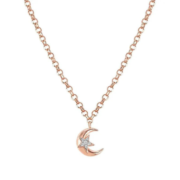 Sweetrock Rose Gold Plated Moon CZ Necklace