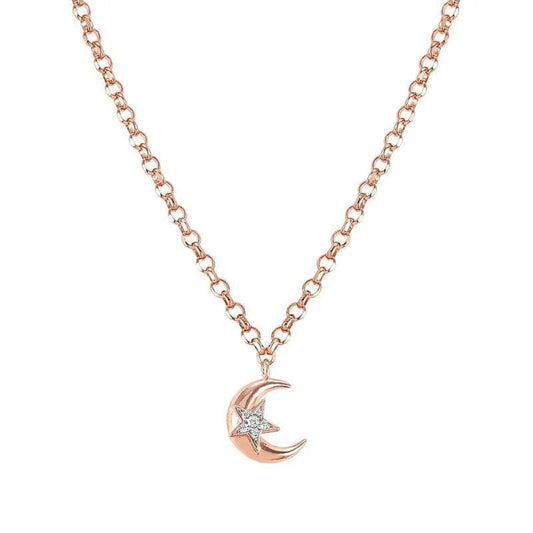 Sweetrock Rose Gold Plated Moon CZ Necklace