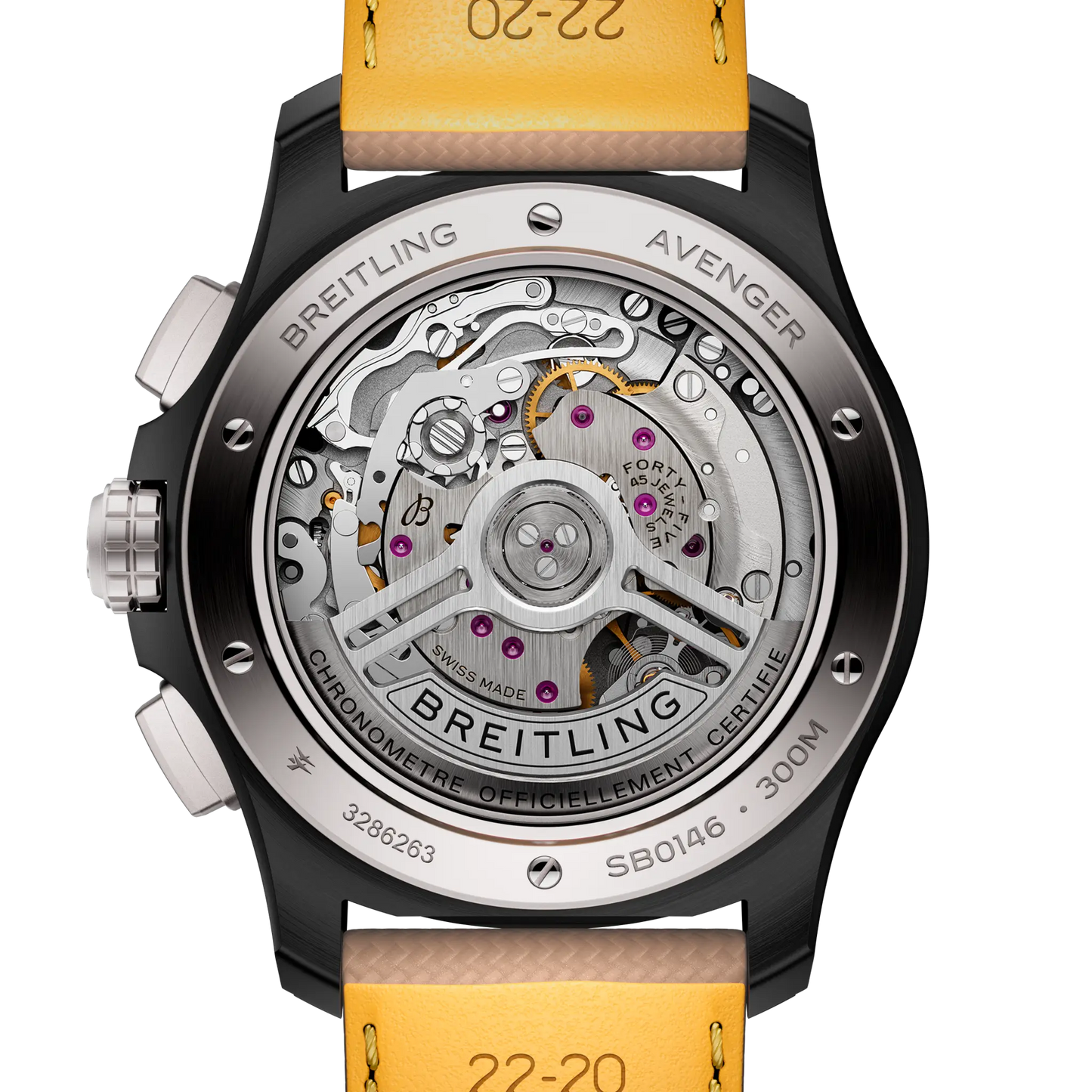 Avenger B01 Chronograph 42 Night Mission | 42mm Ceramic Case Leather Strap
