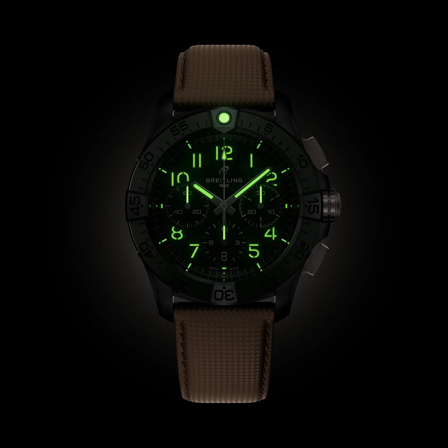 Avenger B01 Chronograph 42 Night Mission | 42mm Ceramic Case Leather Strap