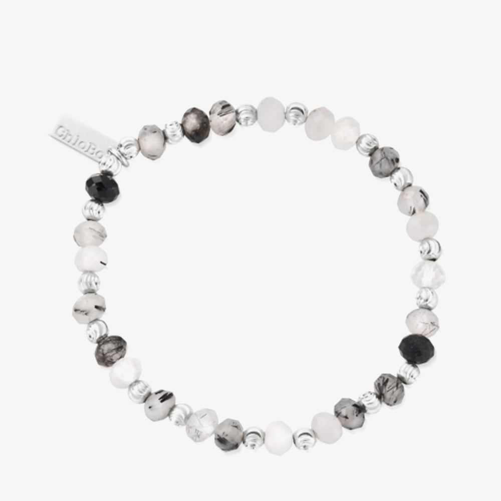 Balanced Energy Black Quartz Stone Beaded Bracelet