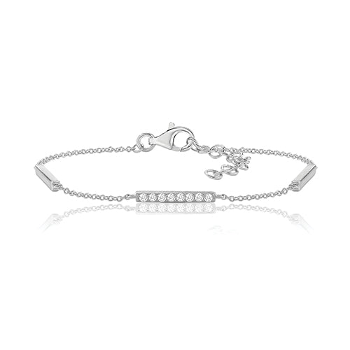 SILVER & CO FINE BAR BRACLET RHODIUM PLATED