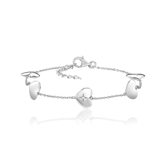 Silver Fine Heart Silver & Co Bracelet