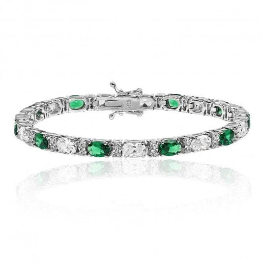 Silver & Co Emerald Oval Bracelet