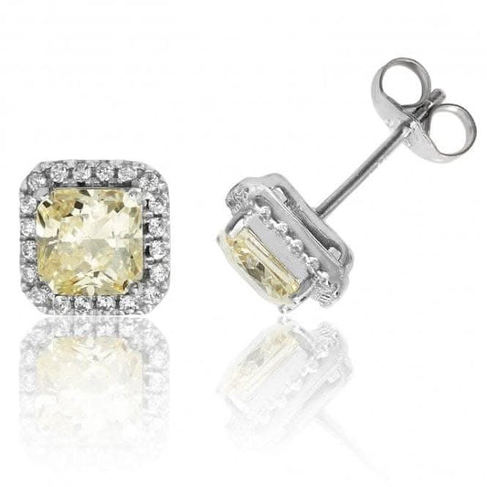Halo yellow stud earrings