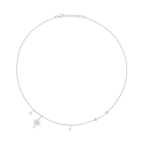 Nothern Star Sterling Silver Necklet - Rhodium Plated