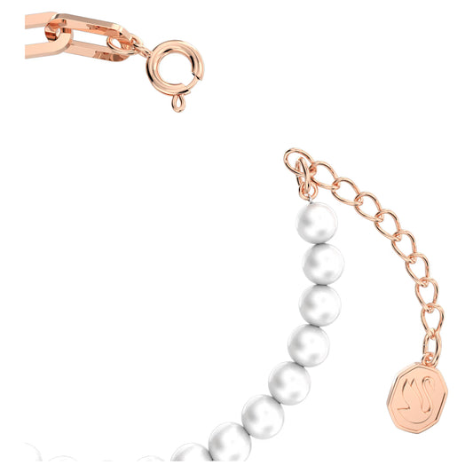 Stella bracelet, Pavé, Star, White, Rose gold-tone plated