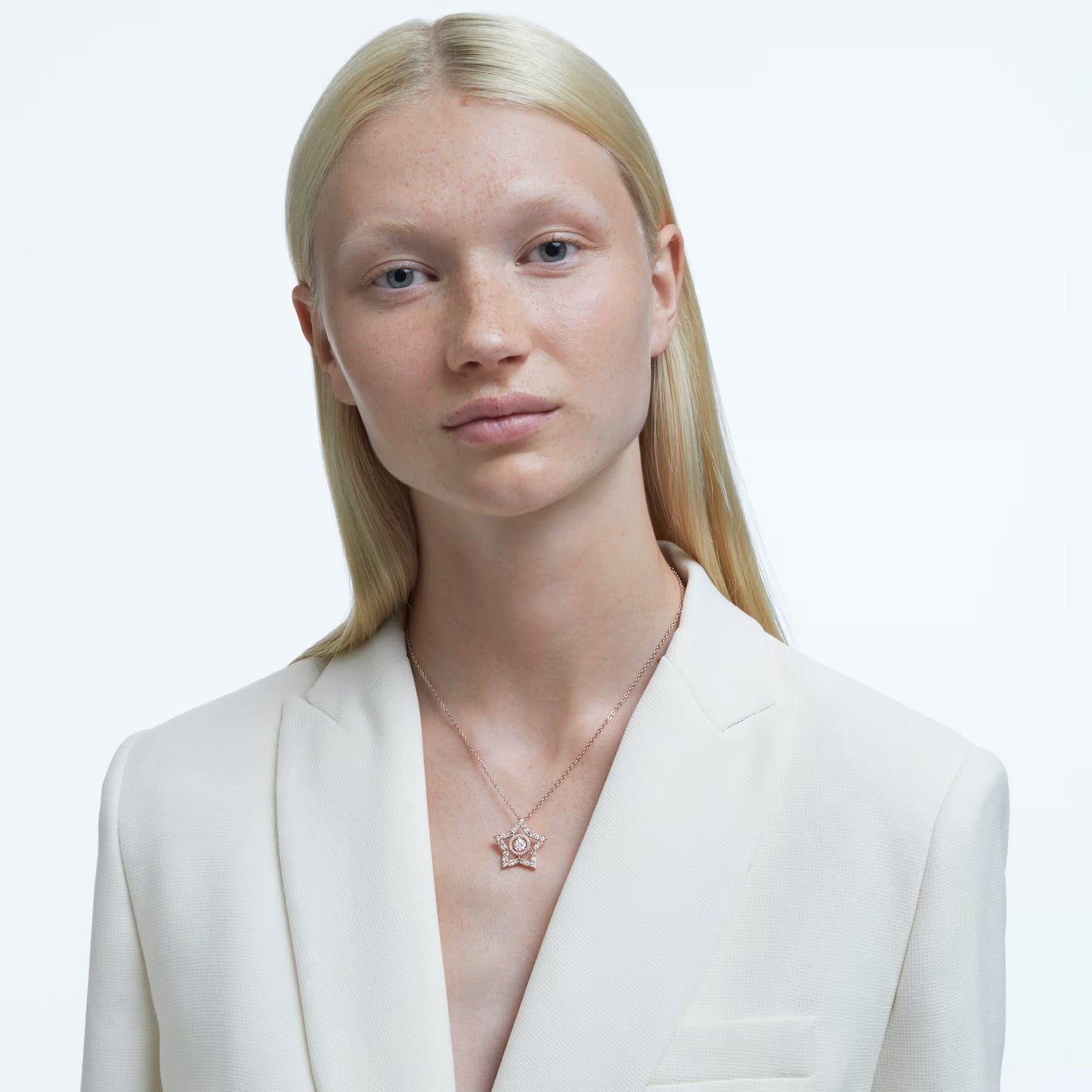 Stella Crystal White Rose Gold-tone Pendant