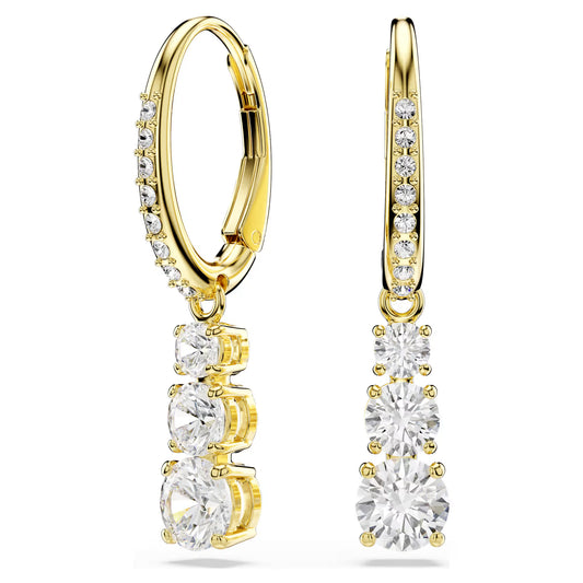 Stilla Attract hoop earrings, Round cut, White, Gold-tone plated
