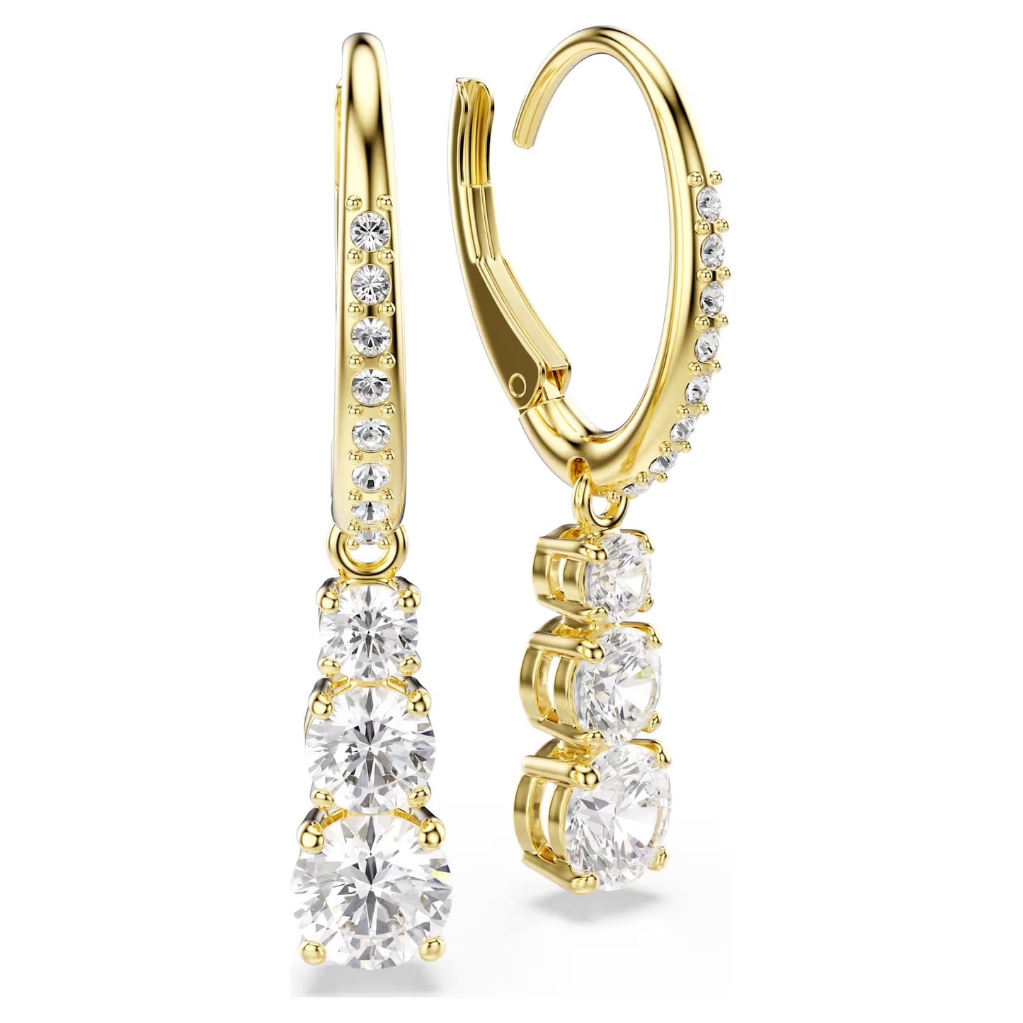 Stilla Attract hoop earrings, Round cut, White, Gold-tone plated