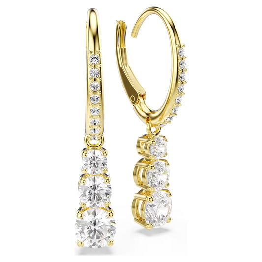 Stilla Attract hoop earrings, Round cut, White, Gold-tone plated