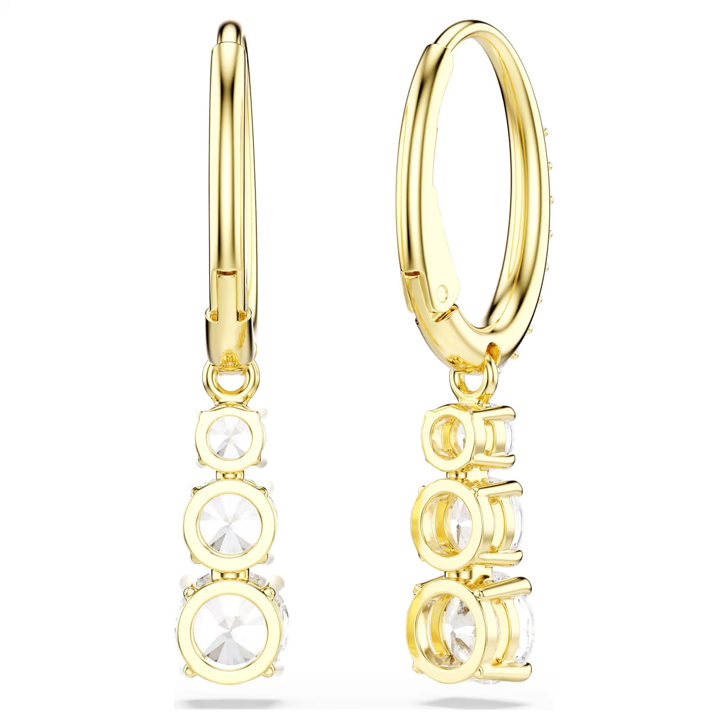 Stilla Attract hoop earrings, Round cut, White, Gold-tone plated
