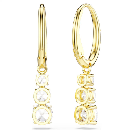 Stilla Attract hoop earrings, Round cut, White, Gold-tone plated