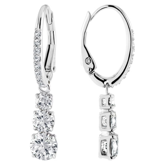 Stilla Attract hoop earrings, Round cut, White, Rhodium plated