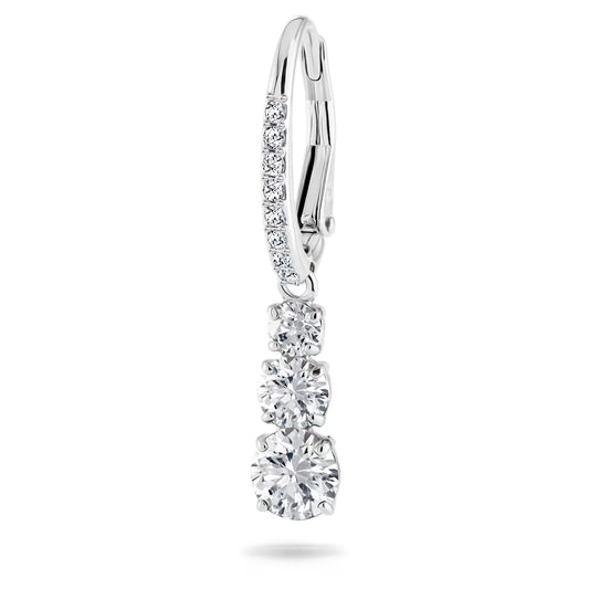 Stilla Attract hoop earrings, Round cut, White, Rhodium plated