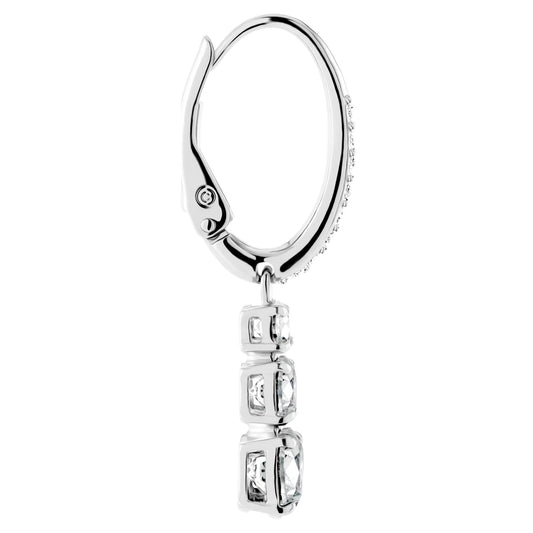 Stilla Attract hoop earrings, Round cut, White, Rhodium plated