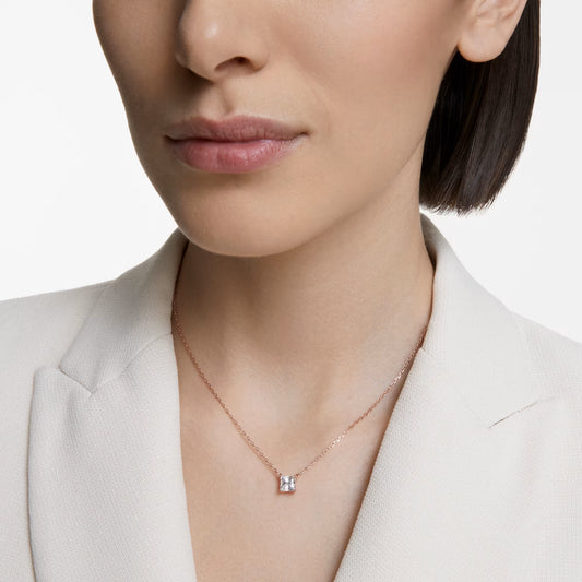 Attract Necklace White, Rose-gold tone plated