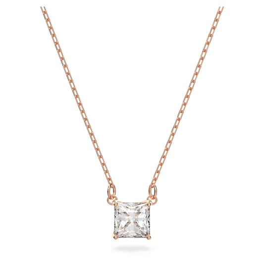 Attract Necklace White, Rose-gold tone plated