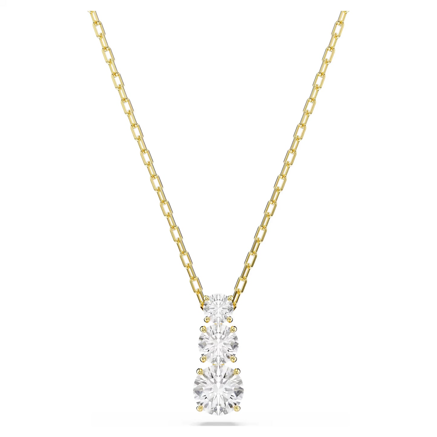 Stilla Attract pendant, Round cut, White, Gold-tone plated