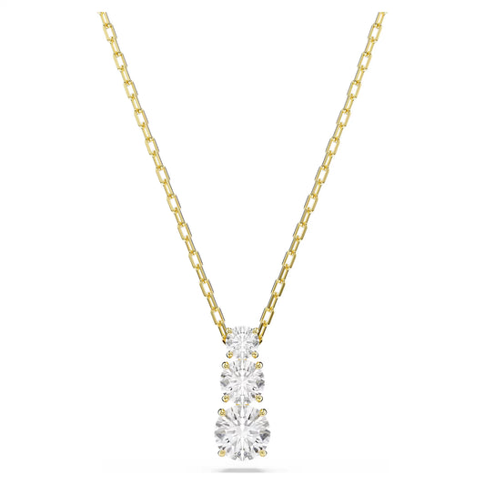 Stilla Attract pendant, Round cut, White, Gold-tone plated