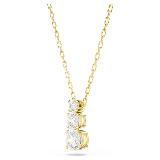 Stilla Attract pendant, Round cut, White, Gold-tone plated