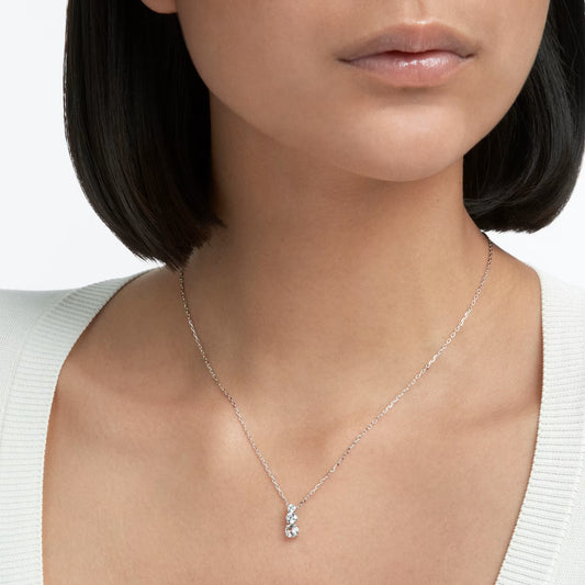 Stilla Attract pendant, Round cut, White, Rhodium plated