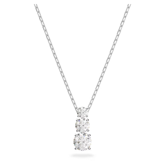Stilla Attract pendant, Round cut, White, Rhodium plated