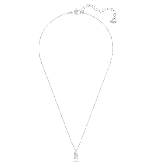 Stilla Attract pendant, Round cut, White, Rhodium plated