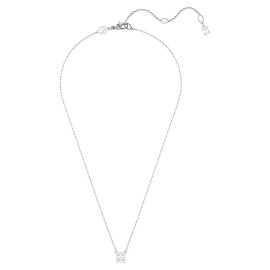 Stilla pendant, Square cut, White, Rhodium plated
