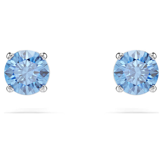 Stilla Attract stud earrings, Round cut, White, Rhodium plated