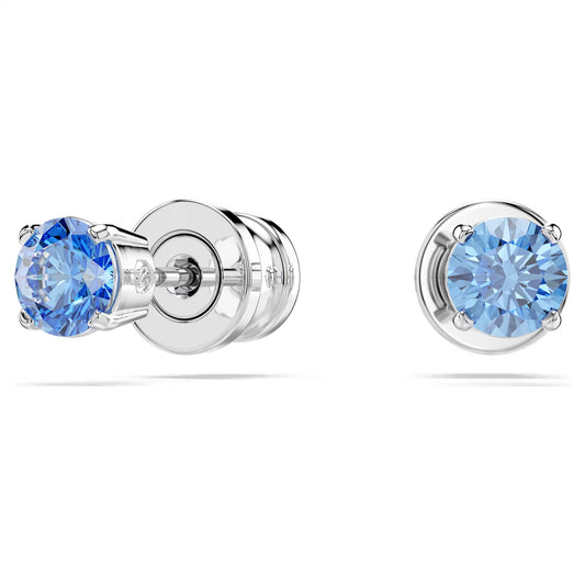 Stilla Attract stud earrings, Round cut, White, Rhodium plated