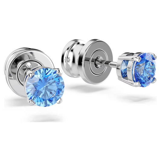 Stilla Attract stud earrings, Round cut, White, Rhodium plated