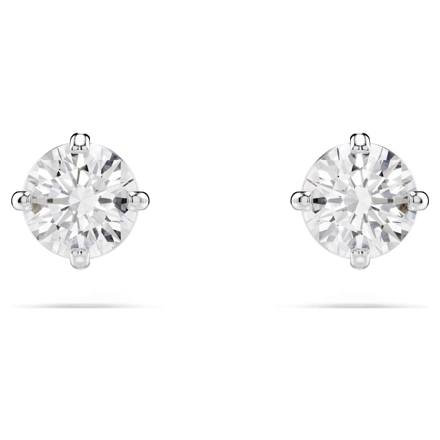 Stilla Attract stud earrings, Round cut, White, Rhodium plated
