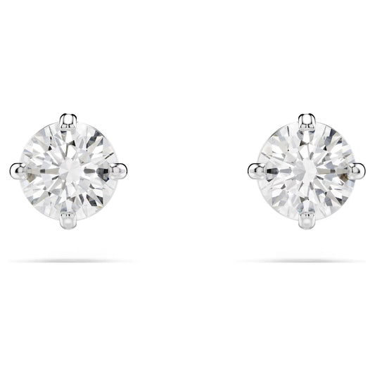 Stilla Attract stud earrings, Round cut, White, Rhodium plated